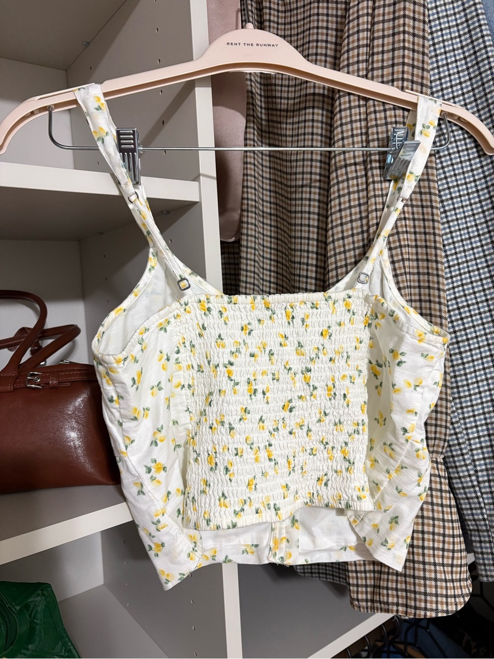 Abercrombie & Fitch White Lemon Print Spaghetti Strap Crop Top - Picture 4 of 4